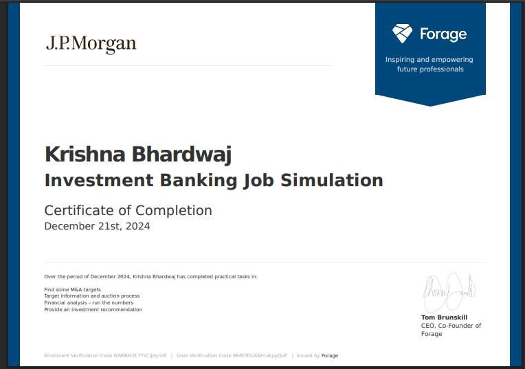 J.P. Morgan simulation certificate